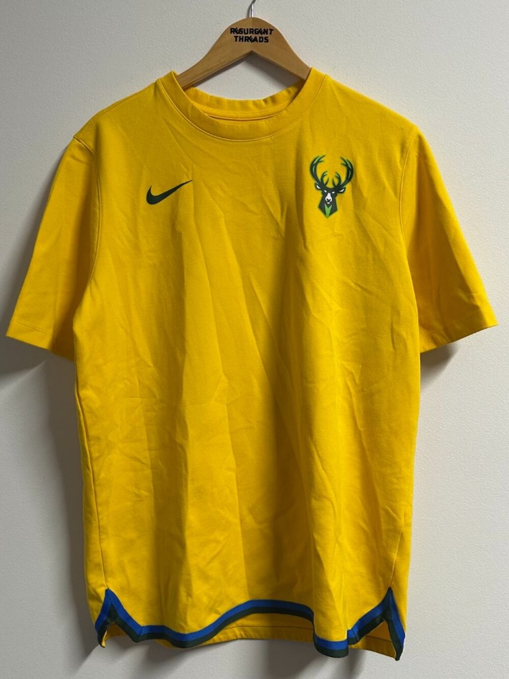Nike Milwaukee Bucks 2018 City Edition Warm Up Shirt Yellow XL